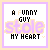 six square icons with light purple borders, each displaying the text "A FUNNY GUY stole MY HEART" in pixelated fonts over a white background