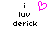 Pixelated icon with black text 'i luv derick' and a pink heart symbol above the text, displayed in two identical static frames.