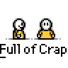 Animated contact sheet of a pixel art buddy icon showing sequential frames with text bubbles and bicycle props, featuring yellow stick figures against gray background.