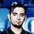 Pixelated static image of a person with dark hair and light skin against blue background, rendered in low-resolution 256x256 pixels with visible dithering and blocky artifacts.