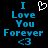 Pixelated blue text and symbols on black background with animated heart symbol replacement.