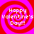 Four identical pixelated display 'Happy Valentine's Day!!!' text over red and pink spiral backgrounds