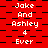 Red background with black checkered pattern, white text reading "Jake And Ashley 4 Ever" repeated in