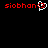 Red pixelated text 'siobhan' with a white and red heart symbol on black background, followed by identical text and symbol.