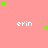 A static image with a pink background displaying the name 'erin' in white text repeated four times, surrounded by green and beige stars.