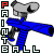 Animated sequence of a cartoon character holding a blue paintball gun with gray accents, positioned against a white background.