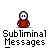 A 4x3 contact sheet of an animated AIM buddy icon showing a pixelated character with red shirt and white head across multiple frames, featuring changing text overlays like "GIVE ME MONEY" and "JOIN THE NAVY" on a gray background.