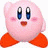Two pixelated frames of a pink cartoon character with blue eyes and orange feet in different poses on white background