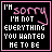 16 identical square with black backgrounds, pink borders, and pixelated text reading "I'M SORRY I'M NOT EVERYTHING YOU WANTED ME TO BE" in white and pink lettering