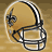 Animated football helmet icon with gold shell, black and white stripes, and fleur-de-lis emblem on side.