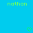 Pixelated green text 'nathan' appears twice on a solid blue background with two pixelated green hearts below.