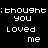 A static digital image displays repeated text phrases in white and pink pixelated font on a black background, with one instance of 'LOVED' highlighted in purple.