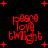 Red pixelated text reading "Fang Love Twilight" on black background with red plus signs, animated with shifting text and plus sign positions.