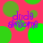 A static image with a bright pink background covered in green circles of varying sizes, overlaid with purple text reading "dude skroom" in a pixelated font.