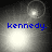 Four grayscale display a bright light source with 'kennedy.' text below, showing animation changes in the light's position and shape