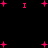 Pink plus signs and capital I shapes scattered across a black background with no visible motion.