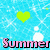 Pixelated image with blue water background, green heart, white clouds, pink 'Summer' text, and red '2008' digits surrounded by colored hearts.