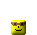 Yellow square icon with brown top border and black eyes, featuring a gray figure atop that changes pose across frames while the base face shifts expressions.