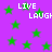 Purple background with scattered green stars and repeated white text reading "LIVE LAUGH" in pixelated font.