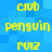 Yellow text on blue pixelated background displays repeated words 'club', 'penguin', and 'ruiz' in with no visible motion changes