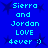 Blue background with light blue text reading "Sierra and Jordan LOVE 4ever :)" repeated in two identical vertical , each surrounded by dark blue star shapes