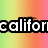 Pixelated text 'califor' on a gradient background transitioning from green to orange to pink.