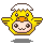 A 4-frame pixel art animation of a yellow chick mascot with white snow on its head, showing different wing positions and facial expressions across frames.