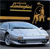 Pixelated image of a light blue car with a dark blue wheel on a black background, featuring a golden figure and horizontal golden bars above.