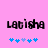 Pixelated text 'Ladisha' in black on pink background with blue and light blue star icons below, two identical frames side-by-side.