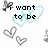 Pixelated text and heart symbols on a white background with light blue outlines, showing partial phrases about wanting to be someone's girl.