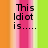 Pixelated text on a striped background with orange, pink, and green vertical bands.