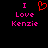 Pixelated text and heart symbol on black background with pink and red elements.