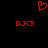 Red pixelated heart symbol above two identical red text strings on black background.