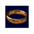 Animated golden ring with orange script on dark blue background, rotating through multiple angles showing full circumference and side profiles.
