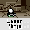 Animated contact sheet of a pixel art character performing laser attacks in various poses across 23 frames, with consistent text label beneath each frame.