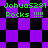 Pixelated green text 'Johua5281 Rocks !!!!' repeats over a purple and black checkered background with shifting diamond patterns.
