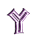 A purple and white striped Y-shaped icon with three arms, displayed in a of nine variations showing different orientations