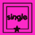 Six animated frames of a pink buddy icon with "single" text and star symbols in various positions.