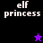 Pixelated text 'elf princess' appears on black and purple backgrounds with a star symbol changing color.