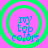 Four identical circular icons with green concentric rings on a pink background, each containing blue text reading 'my top colors' in pixelated font.