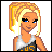 Pixel art icon of a blonde cheerleader character with blue eyes wearing a gray and white tank top, next to green text reading "Cheer Chick" on a white background.