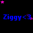 Blue text reading "Ziggy<3" repeated four times across a black background with scattered pink and purple stars.