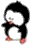 Animated penguin icon with black head, white body, and red feet in a sequence of showing movement from left to right