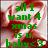Green pixelated text reads 'all I want 4 xmas is u, baby<3' over a blurred red and white background with visible pixelation.