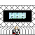 Pixelated of six distinct showing a character with blonde hair in various poses and backgrounds, including text "HHH" on black