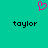 A static image with a teal background featuring two black 'taylor' text labels and one pink pixelated heart symbol above them.
