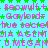 Pixelated text repeats across a cyan background with green star patterns, featuring pink and green lettering.