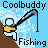 Animated contact sheet of a pixel art fishing icon showing sequential frames with a stick figure catching fish, displayed in 3x3 grid layout.
