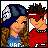 Pixel art contact sheet showing two animated characters on the left and a pink promotional graphic with text on the right, all in 48x48 pixel resolution.