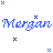 Pixelated blue text 'Morgan Morgan' on white background with scattered small blue squares and X-shaped pixels.